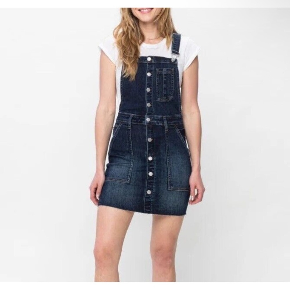 Women’s Judy Blue Agnes Denim Overall Dress Blue Dark Wash Size L